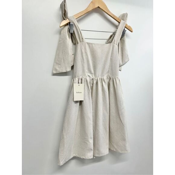 MIOU‎ MUSE Dress Size Small Bow Tie A-Line Mini Linen Blend NWT - Picture 3 of 12